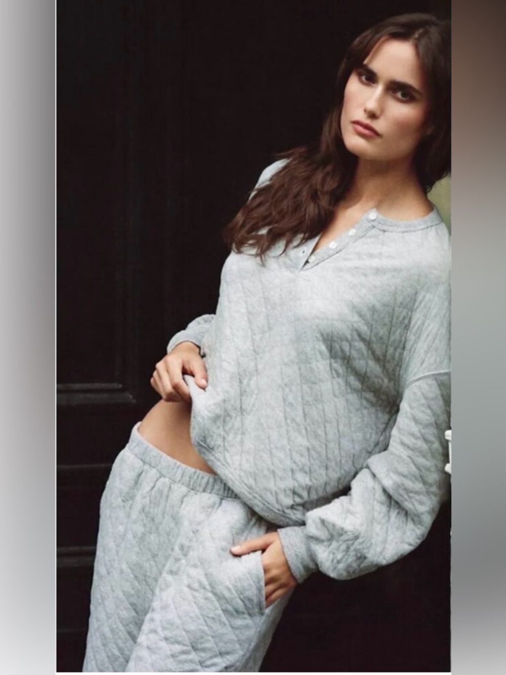 THE GREAT. Quilted Light Gray Lounge Set Size 3 - Large - $365